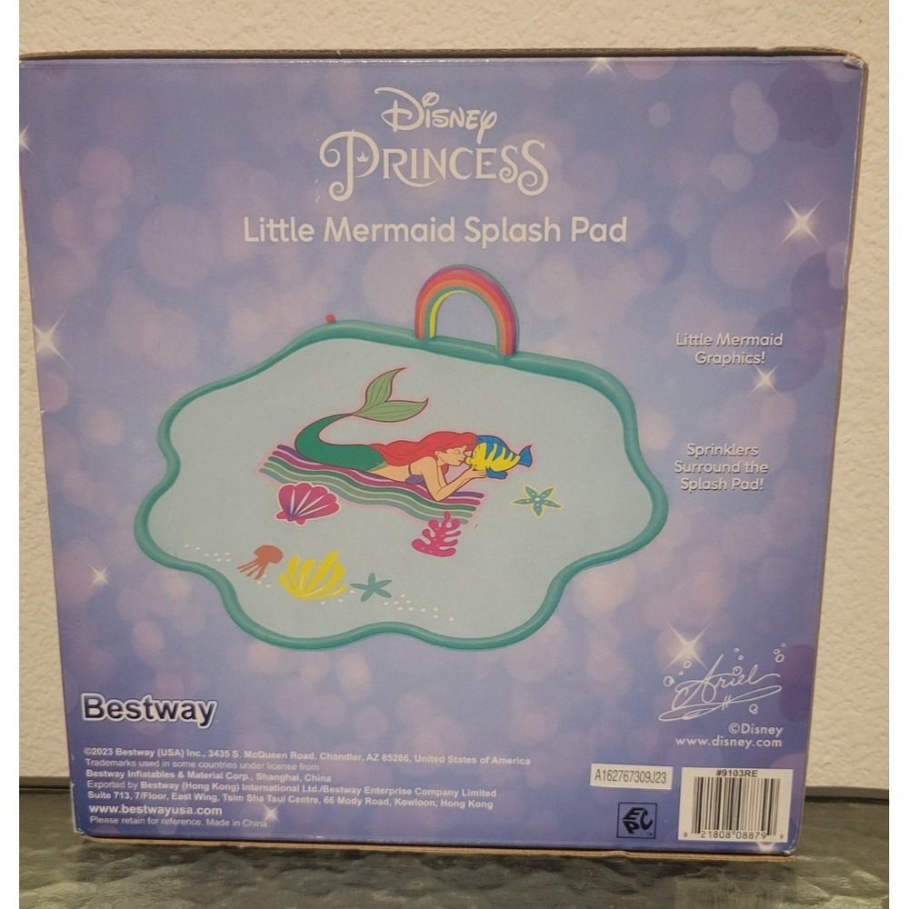 Disney Princess Little Mermaid Splash Pad Bestway Ariel Sprinkler Mat‎ 64x57 New - Picture 2 of 2